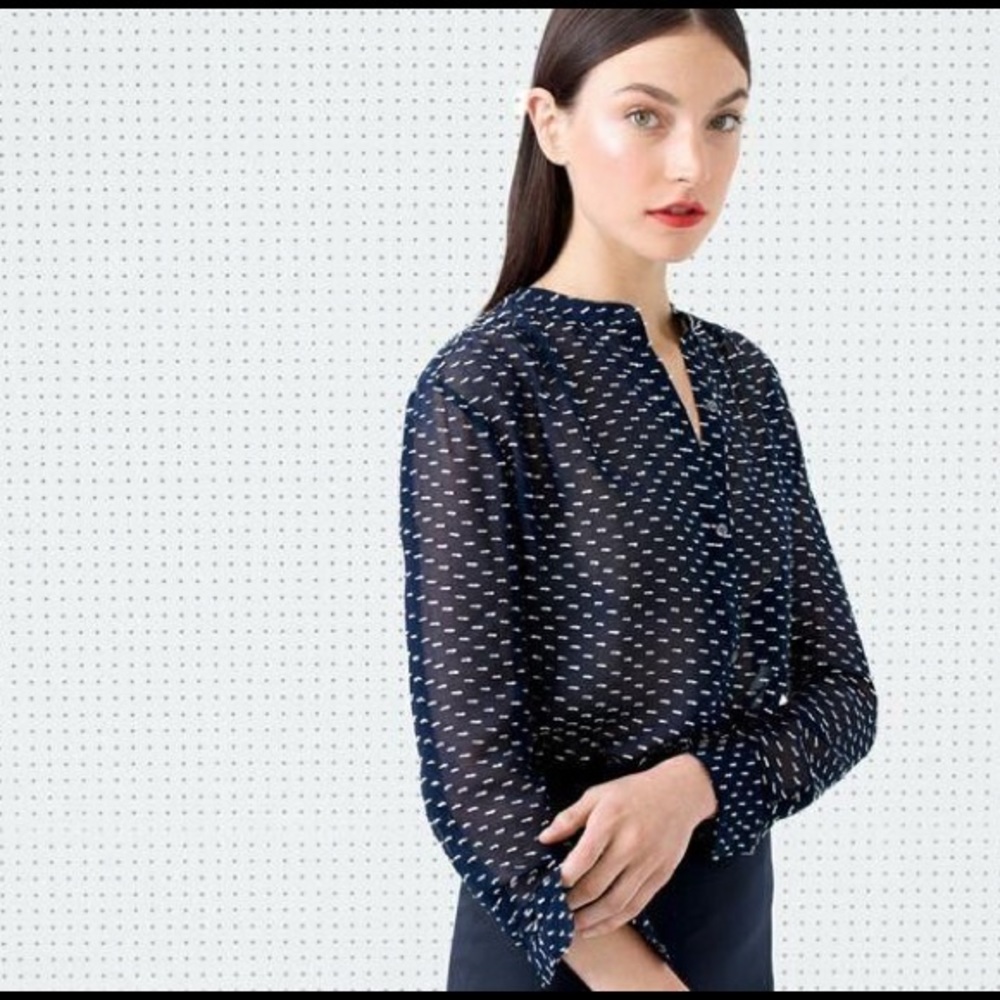 J Crew Silk Dash-Dot Blouse